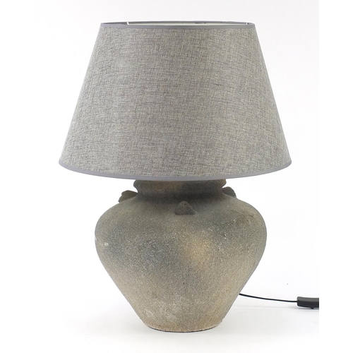 294 - Large stone effect ceramic table lamp with shade, retailed by Grand Illusions, 61cm high