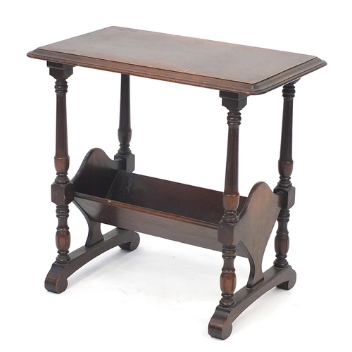 239 - Carved mahogany occasional table with magazine rack under tier, 58cm H x 62cm W x 36cm D