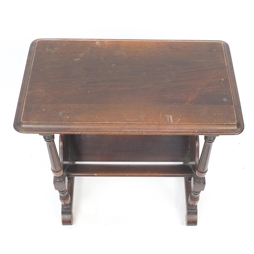 239 - Carved mahogany occasional table with magazine rack under tier, 58cm H x 62cm W x 36cm D