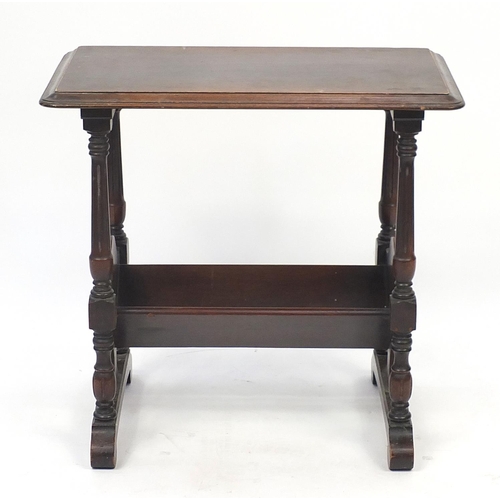 239 - Carved mahogany occasional table with magazine rack under tier, 58cm H x 62cm W x 36cm D