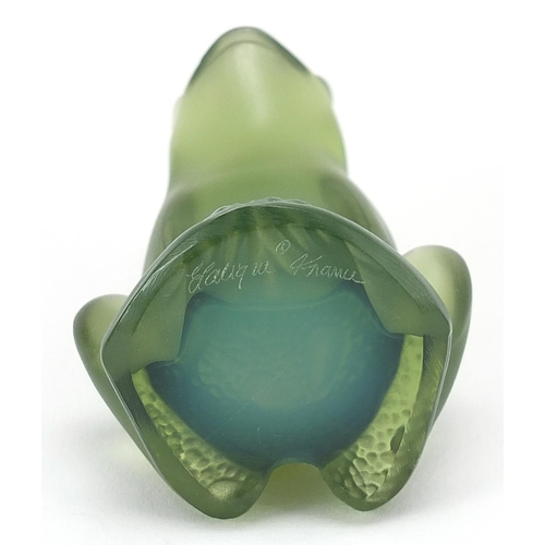 994 - Lalique, French green glass frog paperweight, 5cm high