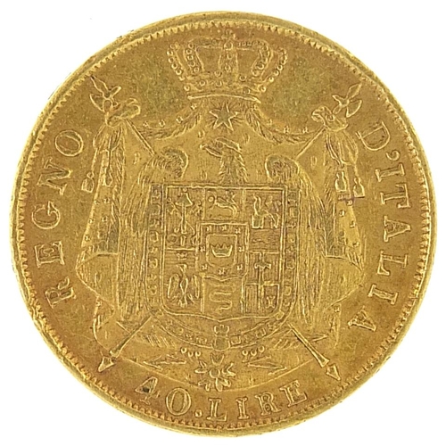 1108 - Napoleon 1814 gold forty lire, 12.8g