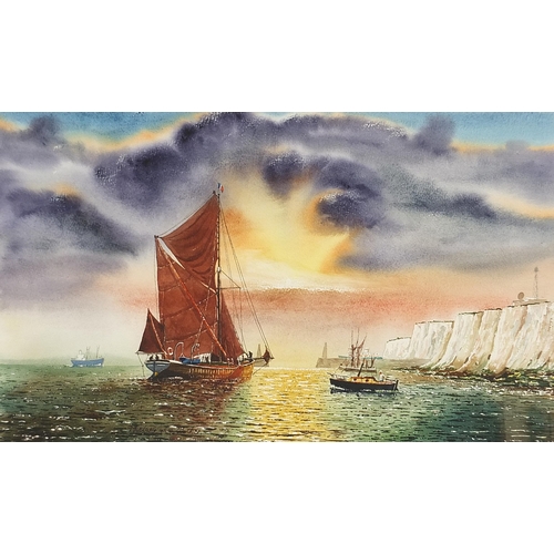 2082 - Michael John Walker - Awaiting High Water to Enter Dover and Pinching the Wind, River Orwell, Suffol... 