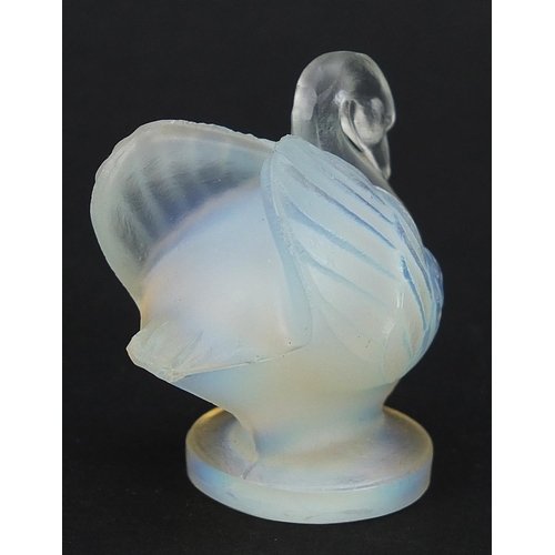 995 - Sabino, French Art Deco opalescent swan paperweight, 4cm high