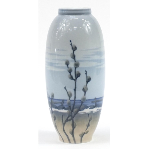 884 - Royal Copenhagen, large Danish porcelain vase hand painted with a landscape numbered 2129 763 to the... 