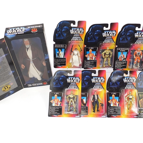 1031 - Collection of Star Wars figures in blister packs, Landspeeder and Collector Series Obi-Wan Kenobi, b... 