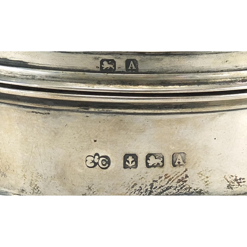 23 - Elkington & Co circular silver box with hinged lid and mirrored interior presented by The Royal Mail... 