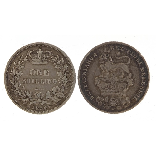 1111 - Two British silver shillings comprising George IV 1826 and William IV 1835