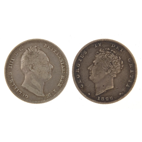 1111 - Two British silver shillings comprising George IV 1826 and William IV 1835