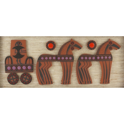 883 - Hornsea Pottery Muramic horse and cart wall plaque, 45cm x 20cm