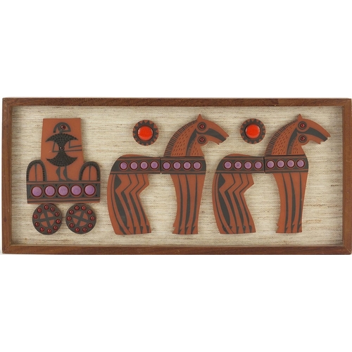 883 - Hornsea Pottery Muramic horse and cart wall plaque, 45cm x 20cm