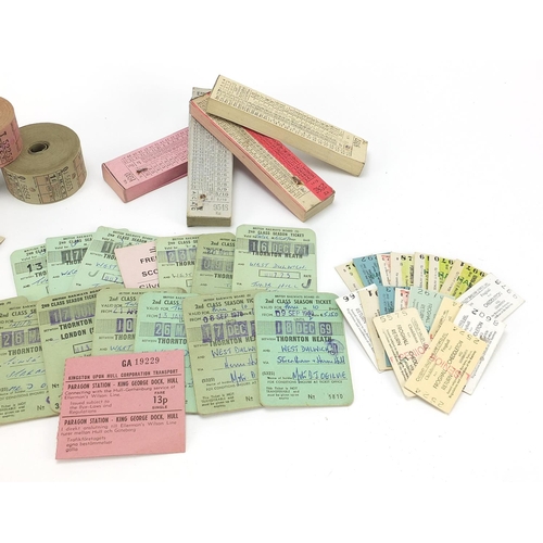 2104 - Collection of vintage railway tickets including second class season tickets