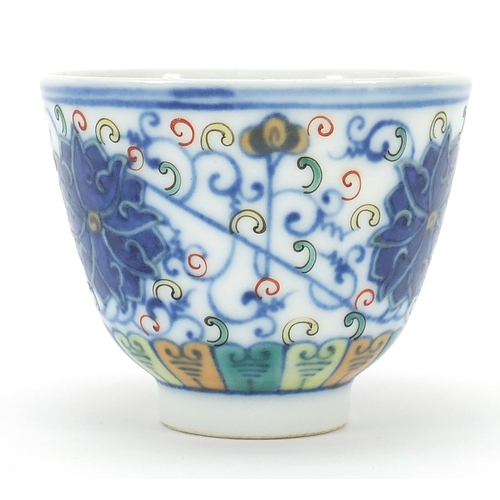 976 - Chinese doucai porcelain tea bowl, 6cm high