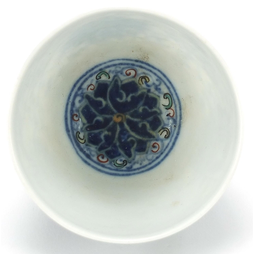 976 - Chinese doucai porcelain tea bowl, 6cm high