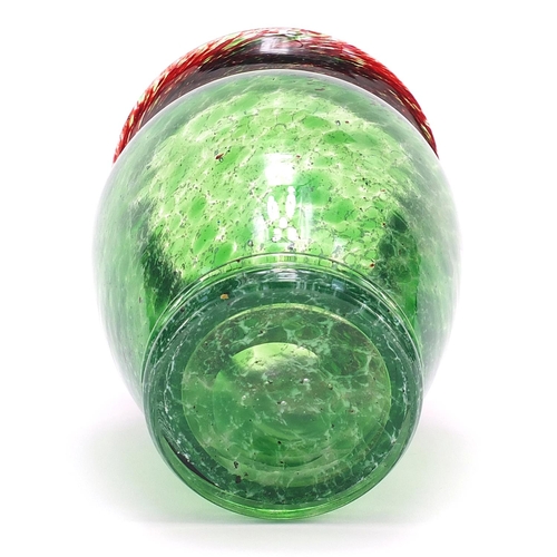 997 - Scottish mottled green and red art glass vase, 20.5cm high