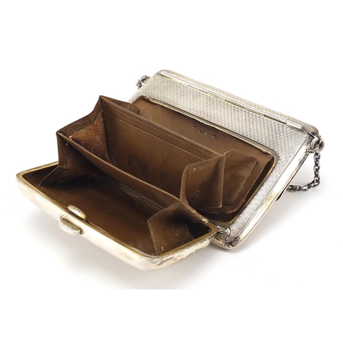 5 - Mappin & Webb, Edwardian silver combination chatelaine card case and purse, 10.5cm wide, Birmingham ... 