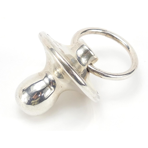 64 - Novelty silver babies pacifier, 5.5cm in length, 18.6g