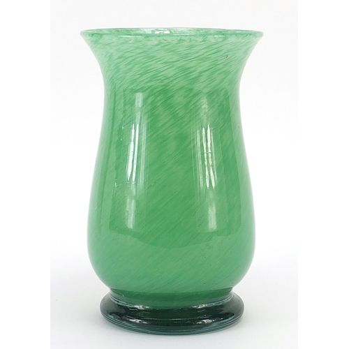 996 - Scottish mottled green art glass vase, 22cm high