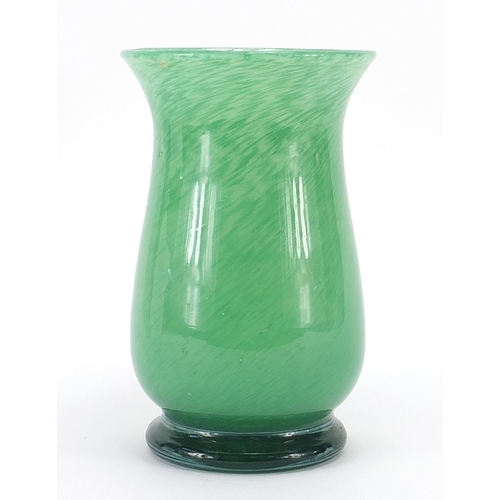 996 - Scottish mottled green art glass vase, 22cm high