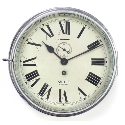 1043 - Smiths Empire ship's bulk head design wall clock with subsidiary dial, 26cm in diameter