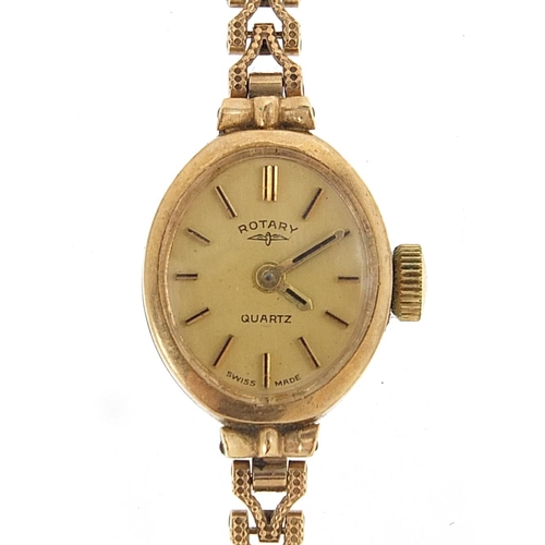 182 - Rotary, 9ct gold ladies wristwatch with 9ct gold strap, the case 13mm wide, 10.5g