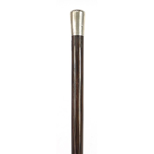 951 - Hardwood parasol with silver mount by Brigg of London, 99cm