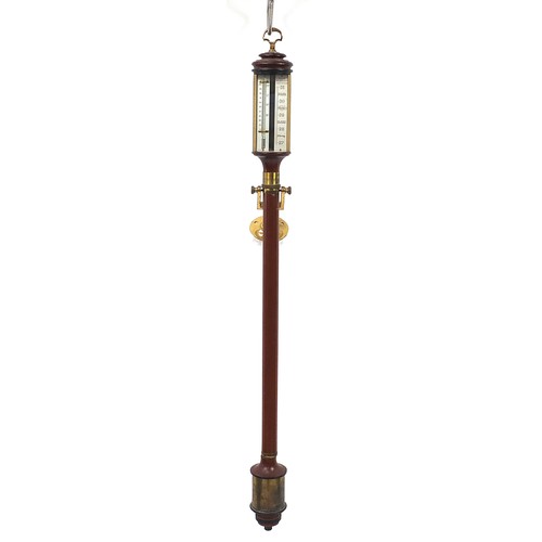 1035 - Dove Bazeley of Cheltenham, mahogany and brass ships stick barometer, 95cm high