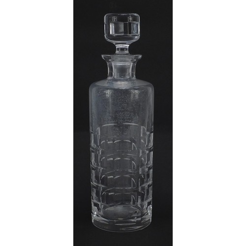 2128 - Scandinavian design cut glass decanter with stopper, 28cm high