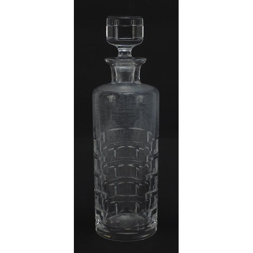 2128 - Scandinavian design cut glass decanter with stopper, 28cm high