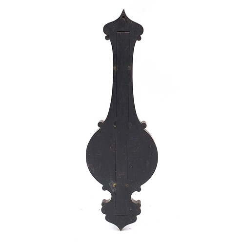 1034 - Inlaid rosewood barometer with silvered dial, 102cm high