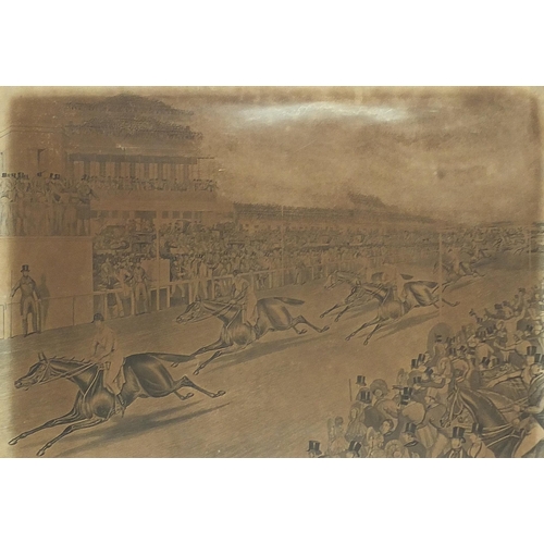 1851 - After Charles Hunt - Liverpool Grand Steeplechase, 1839, coming in, antique print, mounted, framed a... 