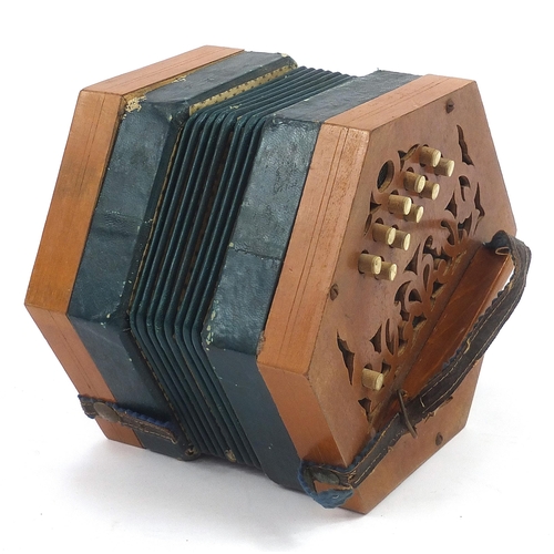 56 - Vintage Vulkan twenty one button concertina with part box