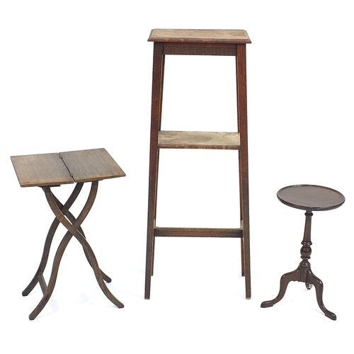 75 - Occasional furniture comprising a two tier plant stand, folding occasional table and tripod wine tab... 