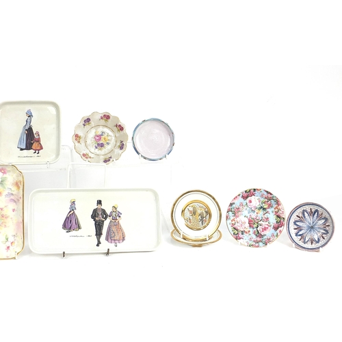 256 - Selection of assorted china pin trays and trays including Villeroy & Boch Dutch costume example, but... 