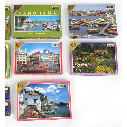 164 - One thousand piece jigsaw puzzles including Falcon and two thousand piece Waddington's Scarborough, ... 