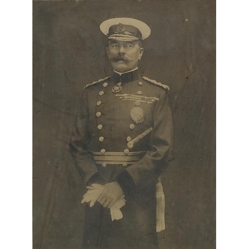 194 - Field Marshal Earl Kitchener, Military interest black and white photographic print, mounted and fram... 