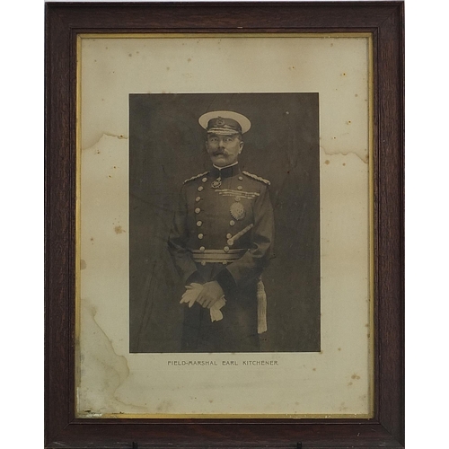 194 - Field Marshal Earl Kitchener, Military interest black and white photographic print, mounted and fram... 