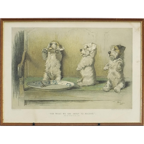 24 - Cecil Aldin - 'For What We are About to Receive' begging puppies, print in colour, mounted and frame... 