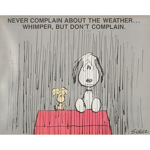 25 - Schulz - Never Complain about the Weather ... Whimper, but don't Complain, print mounted and framed,... 