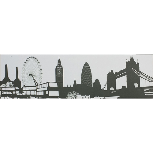 191 - London skyline in silhouette including The Shard, The London Eye, Big Ben, Tower Bridge and Batterse... 