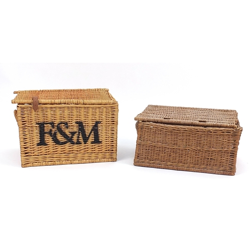 208 - Fortnum & Mason wicker hamper and one other, the largest 34cm H x 56cm H x 40cm D