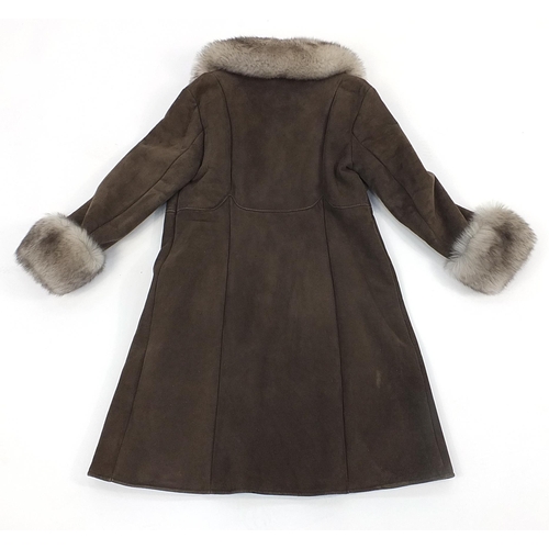 57 - Real sheepskin ladies coat, size 14/16