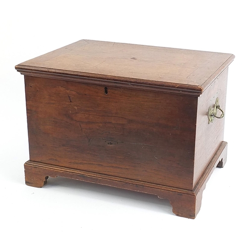 174 - Mahogany lockable document box with brass hinges and carrying handles, 40cm H x 59cm W x 43cm D