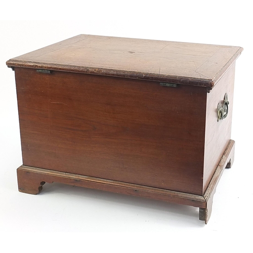 174 - Mahogany lockable document box with brass hinges and carrying handles, 40cm H x 59cm W x 43cm D