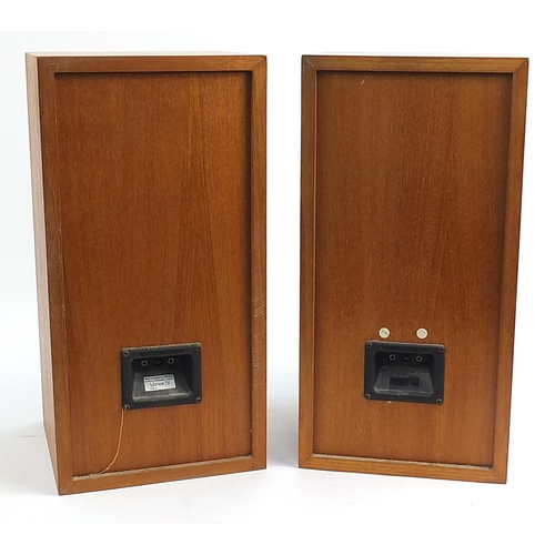 136 - Pair of retro Goodmans Achromat 250 wooden speakers, 56cm high