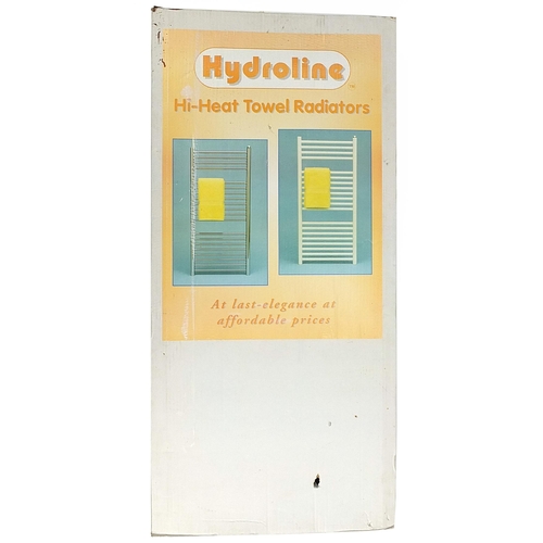 75 - As new boxed Hydroline white towel radiator, approximately 100cm high