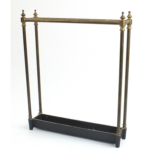 80 - Victorian style brass and cast iron umbrella stand, 60  cm H x 52cm W x 12cm D