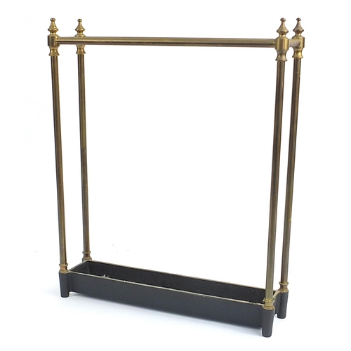 80 - Victorian style brass and cast iron umbrella stand, 60  cm H x 52cm W x 12cm D