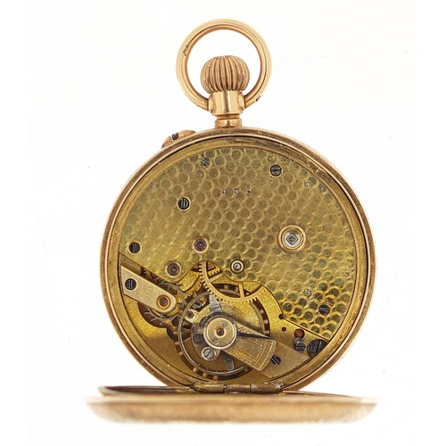 282 - 12ct gold ladies pocket watch with enamelled dial, 34mm in diameter, 33.0g