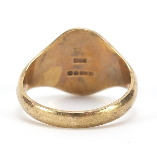 112 - 9ct gold masonic ring, size V, 6.4g